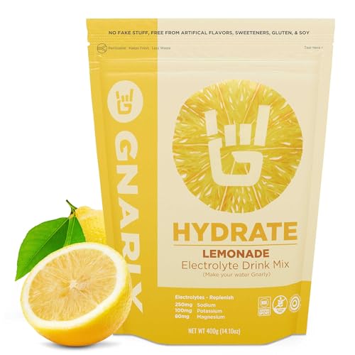 Gnarly Nutrition Hydrate Electrolyte Powder – Lemonade Exercise Hydration Drink Mix – NSF Sport Certified – Electrolyte Solution, Performance & Recovery – Lemonade, 14.10 oz