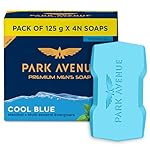 Park Avenue Premium Men’s Soaps for Bath – Cool Blue | 125g (Pack of 4) | Menthol & Mineral Energizer | Grade 1 Soap | For All Skin Types