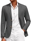 COOFANDY Mens Cotton Linen Blazer Jacket Slim Fit Linen Sport Coat Two Button Linen Suit Blazer Dark Grey
