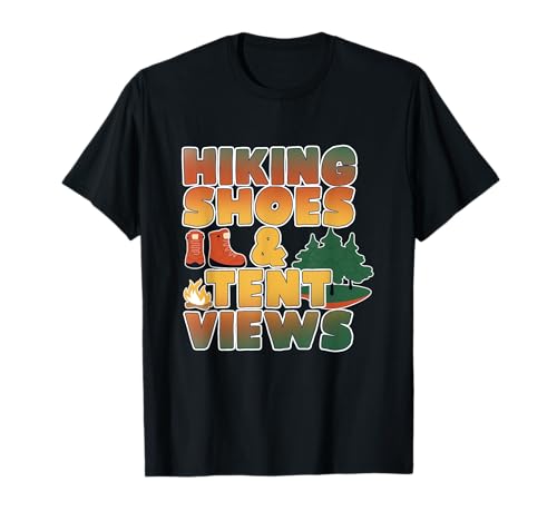HIKING SHOES AND TENT VIEWS Camiseta