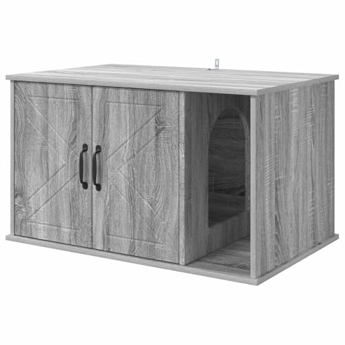 Niche en bois pour chat gris Sonoma - Meuble rectangulaire de 85 cm - 2