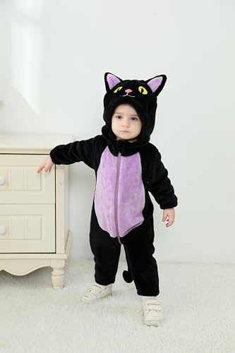 Disfraz de gato negro para bebé niño y niña miniatura 2