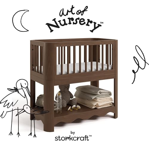 Image of Storkcraft Casablanca 3-in-1 Convertible Bassinet, Hazelnut | GREENGUARD Gold Certified Wood Baby Bassinet, Includes Water-Resistant Mattress, Converts to Toy Box and Bookcase, Newborn