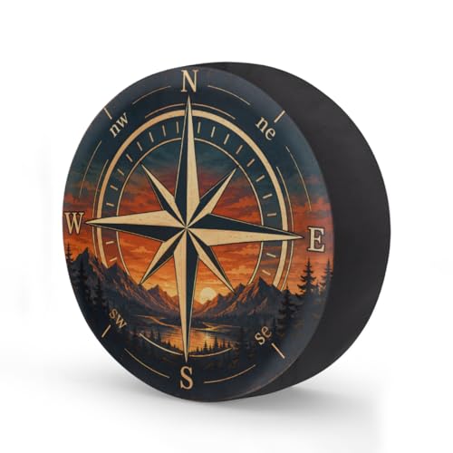 Image of Mountain Compass Spare Tire Cover Wheel Covers Protectors Waterproof Dust-Proof Universal Fit Trailer, RV, SUV and Many Vehicle 15 Inch,C-04