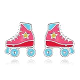 MIVY Silber Ohrringe Damen 925,925 Sterling Silber Ohrstecker Für Frauen Drop Glaze Ohrstecker Süße Rosa Rollschuh Ohrstecker Exquisiter Charm Schmuck Für Frauen Mädchen