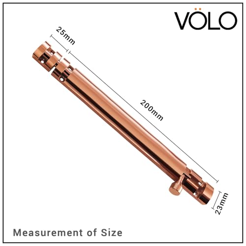 Image of VOLO Aluminium Tower Bolt with Stainless Steel Rod - Heavy Duty Door & Window Latch for Home and Office | Main Door Tower Bolt | Kundi /Chitakini | Pack of 2 Pieces (Rose Gold, 6 Inch)