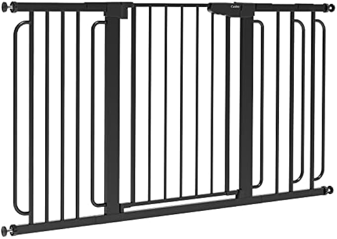Mom's Choice Awards Winner-Cumbor 29.5-57" Baby Gate for Stairs, Extra Wide Dog Gate for Doorways, Pressure Mounted Walk Through Safety Child Gate for Kids Toddler, Tall Pet Puppy Fence Gate, Black