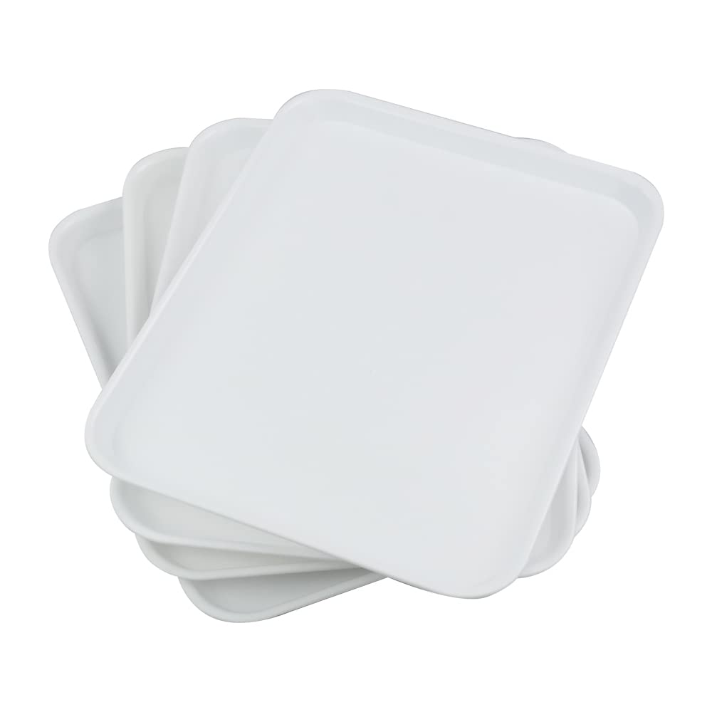 Nesmilers 4-packs Restuarant Serving Trays, Plastic Fast Food Drinks Serving Tray (White)