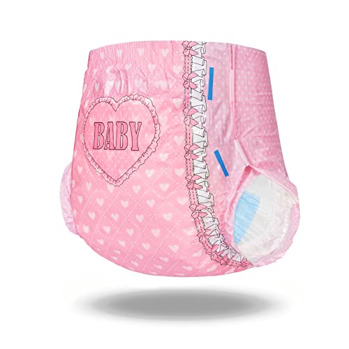 Image of Littleforbig Printed Adult Brief Diapers 10 Pieces - Blushing Baby Pink(XL)