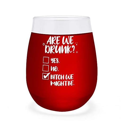 Are We Drunk We Might Be Unbreakable Wine Glass, Bachelorette Presents, Wine Glass Birthday Gifts, Funny Drinking 40th Gifts For Women, Best Friend Wine Glass Stemless, Cute Glasses for 21st Birthday