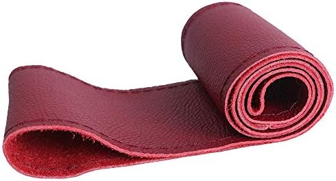 Universal Dark Red Women Car Steering Wheel Cover Genuine Leather Stitch On Wrap Size M
