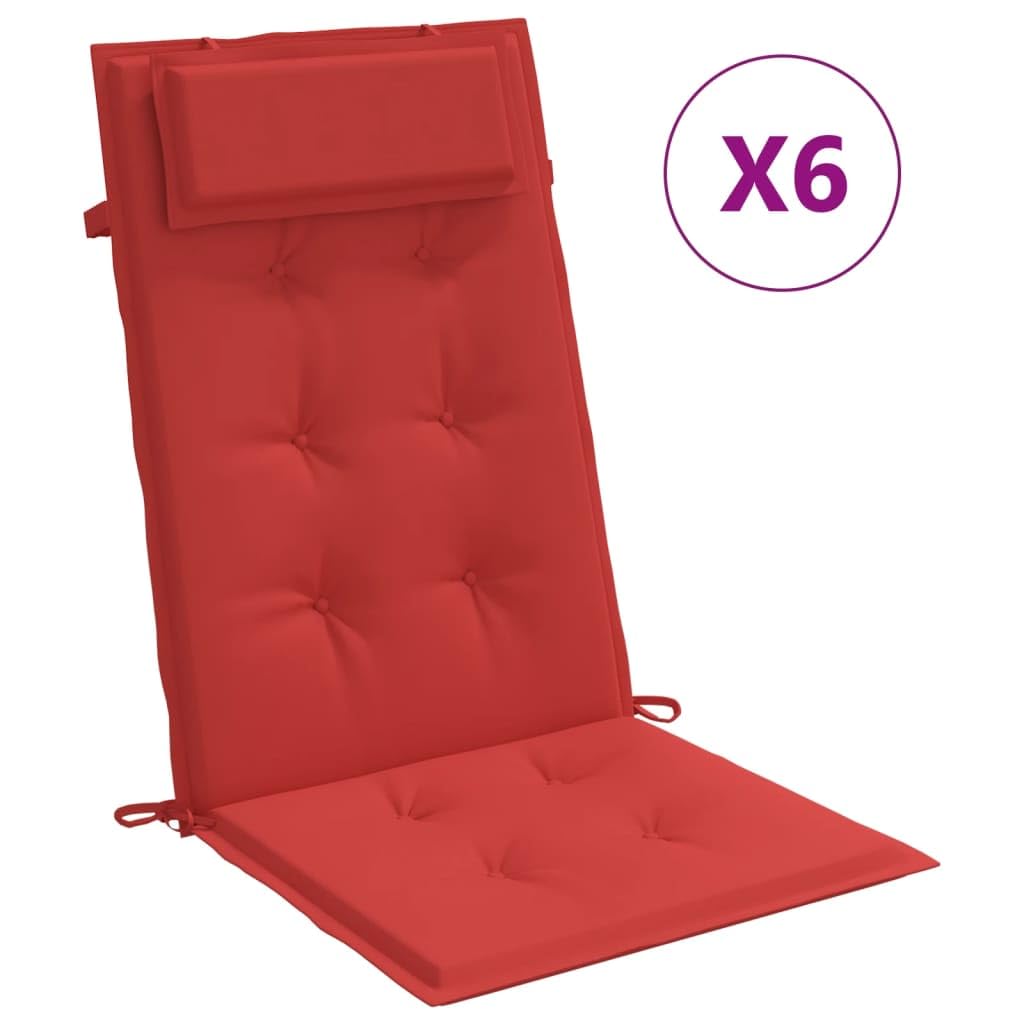 Homgoday Cojines Silla Exterior Rojos 120x50 cm - Oxford Impermeable, Fibra Espuma, Alta Resistencia, 6 Unidades