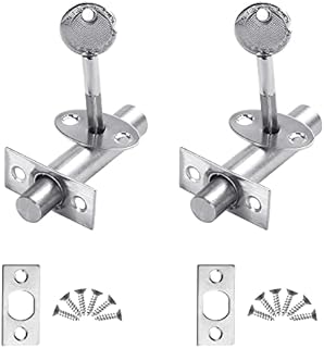 OTTYMO Door Security Rack Bolt 2Pcs Mortice Door Bolts with 2 Star Keys Security Deadbolt Stainless Steel Door Bolts Tubular Mortice Latch Door Security Rack Bolt for Internal Door and Window, Silver