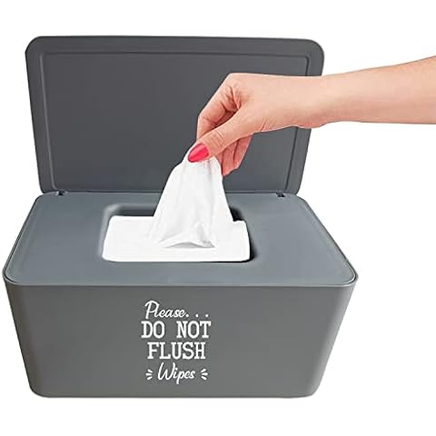 Moorfowl Baby Wipes Dispenser for Bathroom,Please DO NOT Flush Wipes Container Holder for Septic System or Septic Tank, Upgarde Size (8.2L x 4.9W x 3.9H inches) Cover