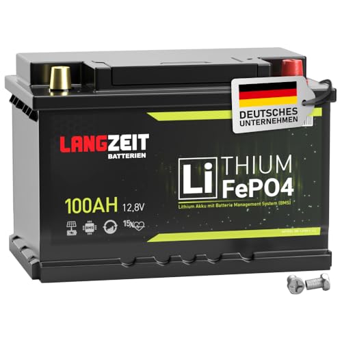 LANGZEIT LiFePO4 100Ah 12V Lithium Batterie DIN L3 H6 mit BMS Solarbatterie Wohnmobil Solar Bootsbatterie Akku LANGZEIT LiFePO4 100Ah 12V Lithium Batterie DIN L3 H6 mit BMS Solarbatterie Wohnmobil Solar Bootsbatterie Akku