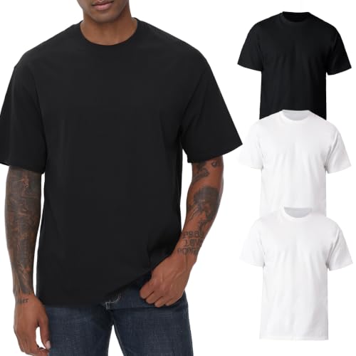 Image of KEEPSHOWING Mens Oversized Short Sleeve T-Shirts Cotton Loose Fit Tees