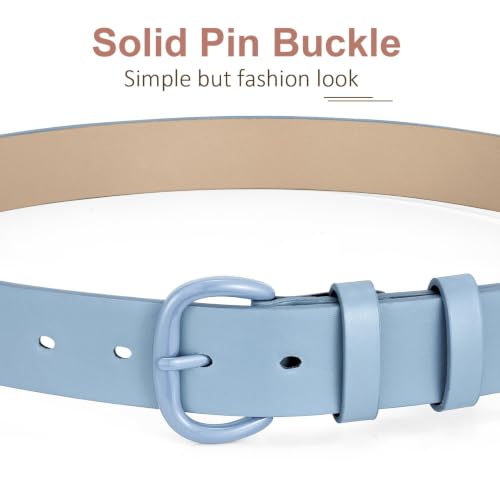 Image of WHIPPY Women Leather Belt for Jeans Pants Dresses Black Ladies Waist Belt with Pin Buckle