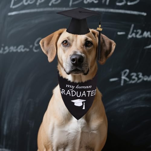 PUPTECK Cachecol bandana de formatura para cães com lindo boné de cachorro, suprimentos de decoração