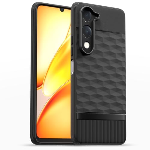 Image of Pikkme Back Cover for iQoo Z10 lite 5G / Vivo T4 lite 5G / Y19 5G / Y19e / Y04 4G / Y29s 5G Camera Protection 3D Hexa Cube Design Silicone Protective Bumper Case (Black)