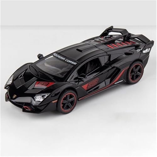 Image of 1:32 Lamborghinii SC18 Diecast Sports Car Model with Sound & Light High Simulation Pull Back Metal Toy for Kids & Collectors Realistic Details Openable Doors (Black)
