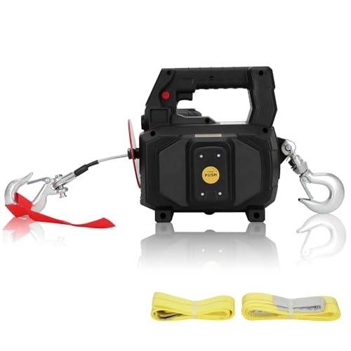 Lonsge 1000LB Battery Power Winch 40FT Steel Cable, Compatible with DeWALT Battery(Greater Than 20V 4.0ah),Portable Battery Winch with Remote,for Lifting (Black,Battery not Included)