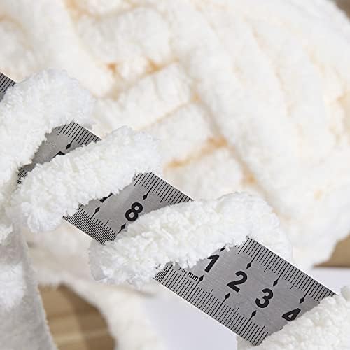 HOMBYS White Chunky Chenille Yarn for Crocheting, Bulky Thick Fluffy Yarn for Knitting, Super Bulky Chunky Yarn for Hand Knitting Blanket, Soft Plush Yarn, 8 Jumbo Pack (27 yds,8 oz Each Skein) - 4