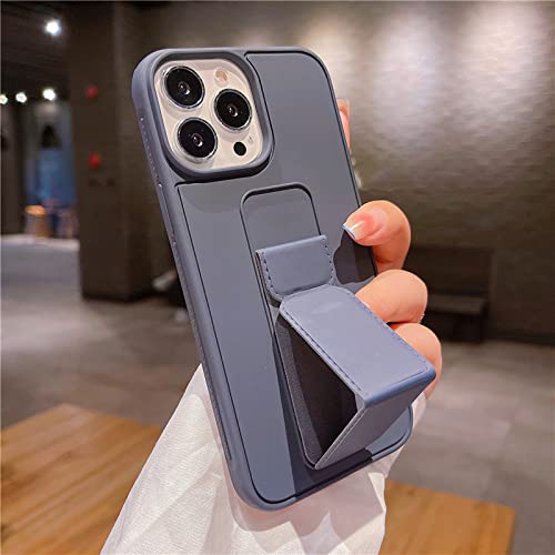 Coque silicone liquide iPhone 13 Pro Max étui magnétique bleu marine à dragonne