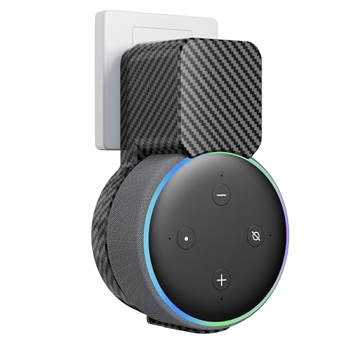 Image of Echo Dot Wall Mount Holder for 3rd Gen, Carbon Fiber Black | Space Saving Accessories, Smart Home Speakers, Built-in Cable Management, Without Messy Wires