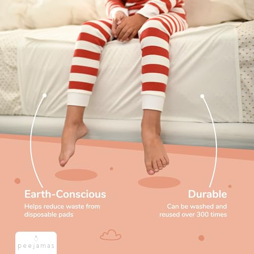 Image of Peejamas Potty Training Pee Pads for Kids, Toddler - 100% Waterproof, Non Slip & Reusable Mattress Protector - Fits Twin Mattresses up to 14 inch Deep, 38 inch W x 30 inch L
