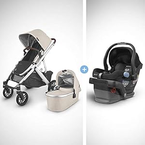 UPPAbaby Vista V2 Stroller- Declan (Oat Melange/Silver/Chestnut Leather) + Mesa Infant Car Seat – Jake (Black)