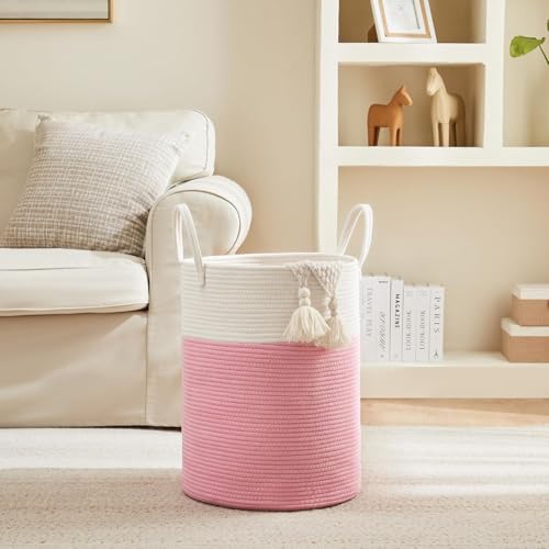 Image of Laundry Basket for Clothes | Toy Storage Basket | Washing Clothes Storage Basket | Cotton Rope Basket | Multi-Purpose Use Large Basket | Dirty Cloth Baskets Jute | 33x33x38 cm