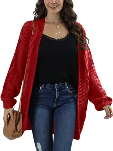 Image of Womens Oversized Chunky Open Front Cardigan Sweaters Cable Knit Long Sleeve Cardigans Outwear Coats