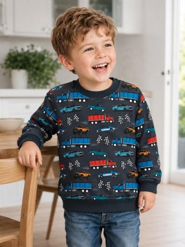 Image of Akyzic Boys Sweatshirts Cotton Long Sleeve Crewneck Pullover Toddler Kids Winter Warm Shirt Sweater Tops 3t-8t