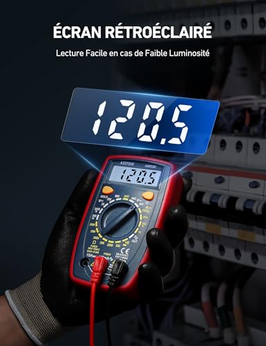 AstroAI Multimètre Numérique Portable, Testeur Électrique Multifonctions 2000, Voltmètre, Ampèremètre, Ohmmètre, Testeur de Tension AC/DC, Courant DC, Résistance, Continuité, Diode – vue 7
