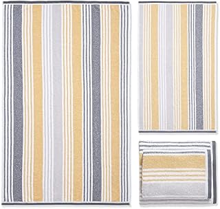 Catherine Lansfield Bathroom Kelso Stripe 450 gsm Soft & Absorbent Cotton Hand Towel Charcoal Grey