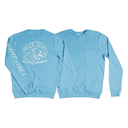 Poler Stuff Hombre Sudadera MX Mug Pocket Crew, Hombre, Sweat MX Mug Pocket Crew, True Blue, Medium