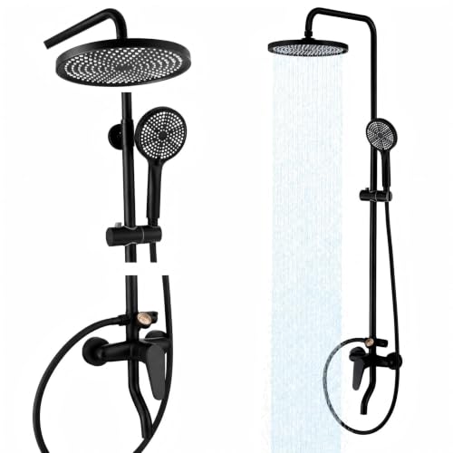 RALANDA Outdoor Shower kit with Temperature Display, Stainless Matte Black