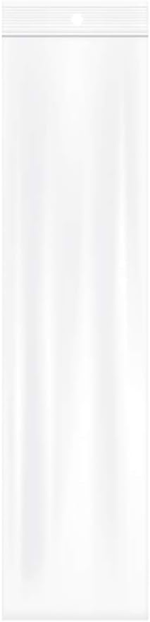 Piokio 3" x 12" Clear Zipper Reclosable Plastic Bags, Necklace Bags with Hang Hole, 2 Mil (Pack of 100) for Packaging & Shipping Incense, Necklaces & Jewelry