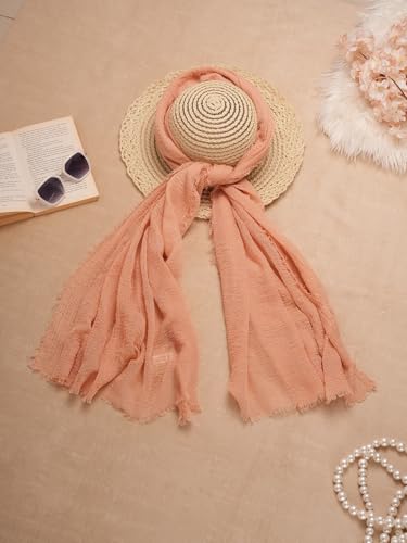 Image of Crinkled PolyCotton Scarf for Women - 180 x 90 cm Stole for Women | PolyCotton Scarf for Summers, Head Cover for Women | Lightweight Scarf for Women | Women Accessory