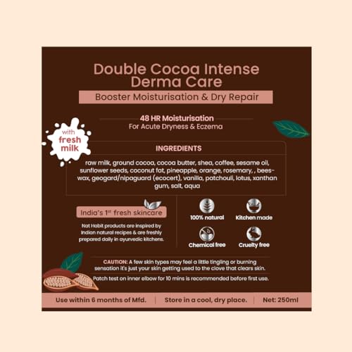 Image of Nat Habit Double Cocoa Body Lotion,Body Cream, Cold Cream | Extreme Dry Skin, 48 HR Moisture, Cocoa Butter, 250 ml (Pack of 1)