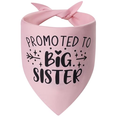 Agroon Promoted to Big Sister Dog Bandana Large 1PCS Adjustable Triangle Pink Scarf Pregnancy Announecment New Baby for Family.