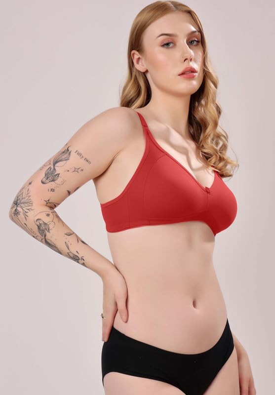 Image of London Hills Regular Bra for Women Everyday Non Padded Wire Free Full Coverage Cotton Blend