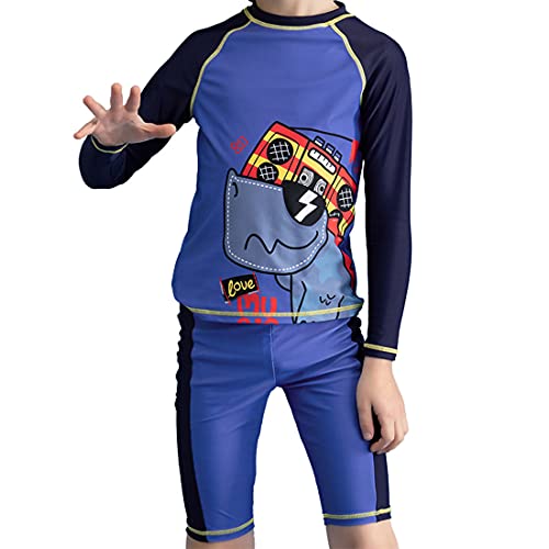 Julysand Toddler Boys Blue Rash Guard Sets 3D Shark Swimsuit Long Sleeve Two Piece Swimwear Sun Protection Suit