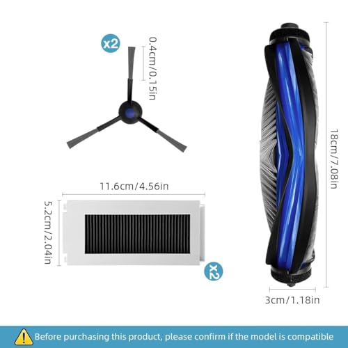 Image of Replenishment Kit, Compatible with Ecovacs Deebot N30 Pro Omni Robotic Vacuum Cleaner, Includes One Main Roller Brush, Two Spinning Side Brushes, Two Filters, 1 Cleaning Tool