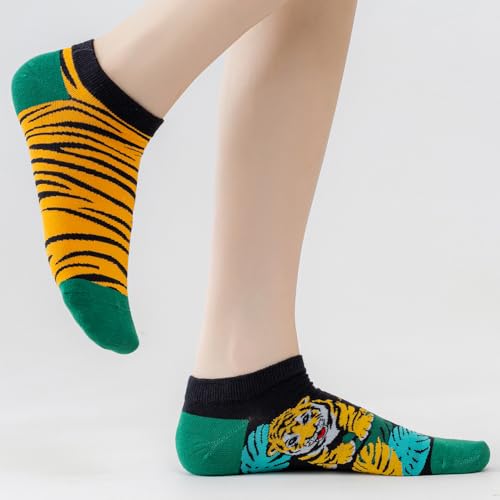 Image of 2 Pairs Funny Cartoon Animal Print Cotton Ankle Socks for Women Teens