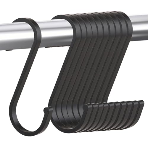 AKOLAFE 20 stycken S-krokar svarta tunga S-krokar för upphängning små köttkrokar stabil S-krok rostfritt stål rostfri 85 mm lång metallkrok för kök badrum sovrum kontor