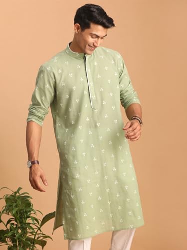 Image of Shvaas By Vastramay Men's Green Cotton Kurta