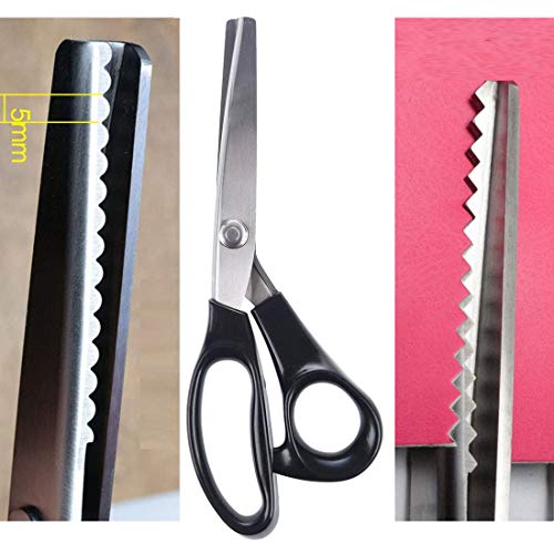 NEJLSD Pinking Shears for Fabric, Stainless Steel Handled Professional Dressmaking Sewing Scissors Zig Zag Fabric Craft Scissors (Scalloped 5mm)