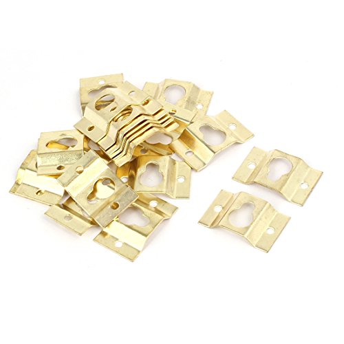 Image of uxcell 28mmx18mmx4mm Wall Hanging Picture Photo Frame Hidden Hook Gold Tone 20pcs