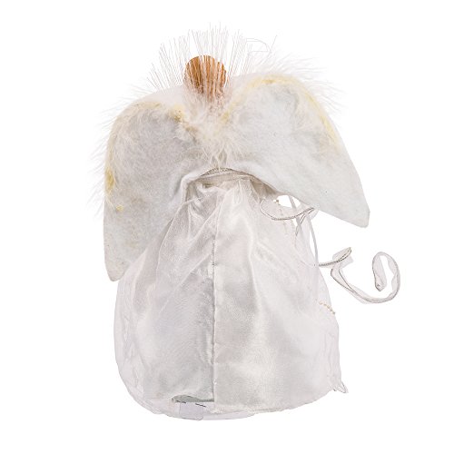 Kurt Adler 12-Inch White And Silver Fiber Optic Led Angel Treetop #TOP3
